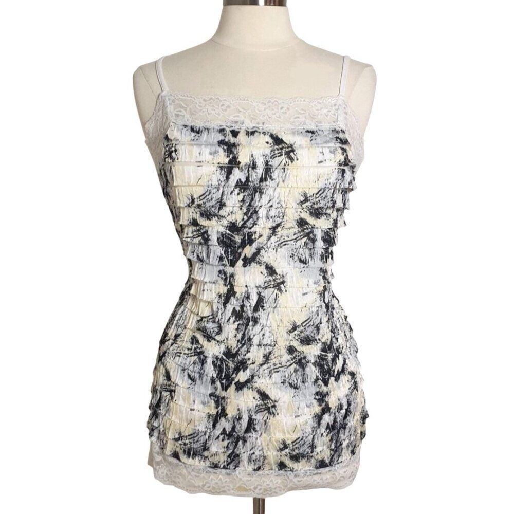 Maurices Camisole Top XL Layer Ruffle Lace Trim White Black Victorian Boho